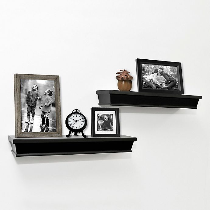 slide 2 of 4, SALT Gallery Wood Shelf Set - Black, 2 ct