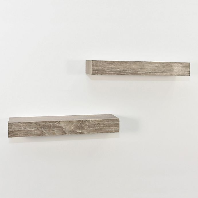 slide 2 of 4, SALT Rustic Wood Shelf Set - Grey, 2 ct