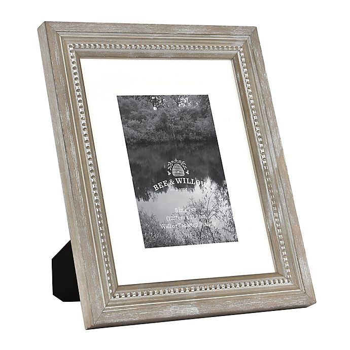 slide 2 of 4, Bee & Willow Home Bee & Willow Beaded Wood Matted Picture Frame - Grey, 5 in x 7 in