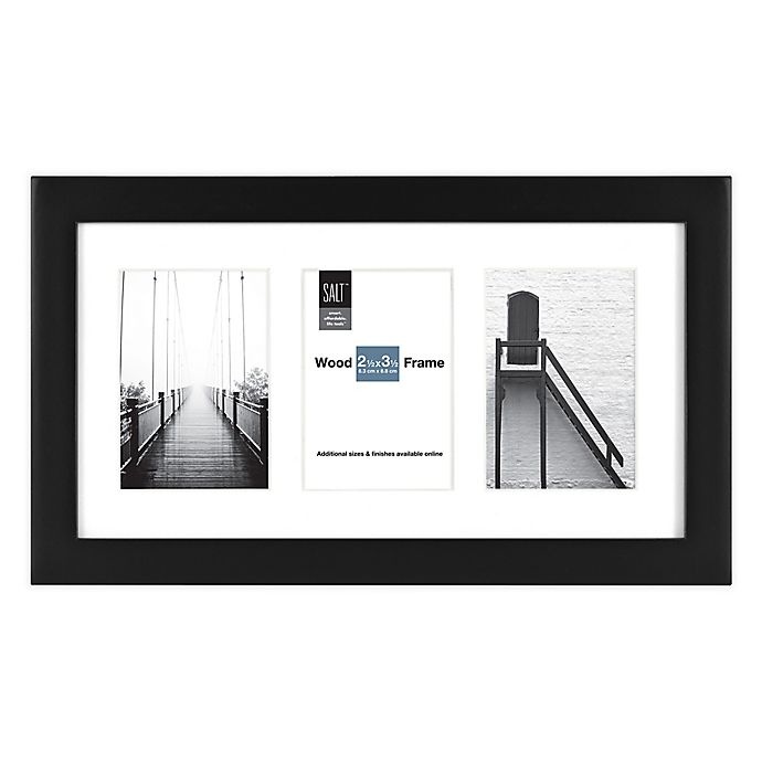 slide 1 of 2, SALT 3-Photo Matted Wood Picture Frame - Black, 2 in x 3 in
