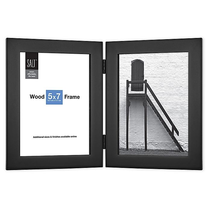 slide 1 of 1, SALT 2-Photo Hinged Wood Picture Frame - Black, 5 in x 7 in