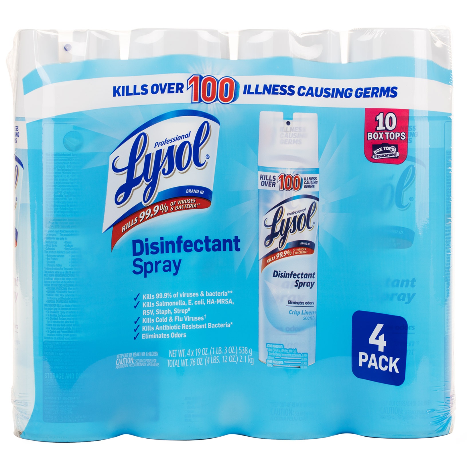 slide 1 of 2, Lysol Spray Disinfectant, 4 ct; 19 oz