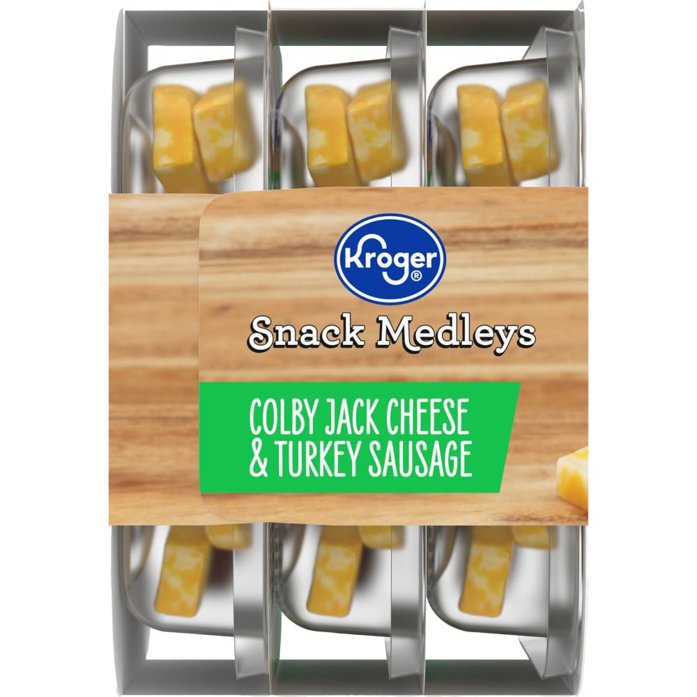 slide 3 of 5, Kroger Colby Jack Cheese & Turkey Sausage Snack Medleys, 3 ct; 1.5 oz