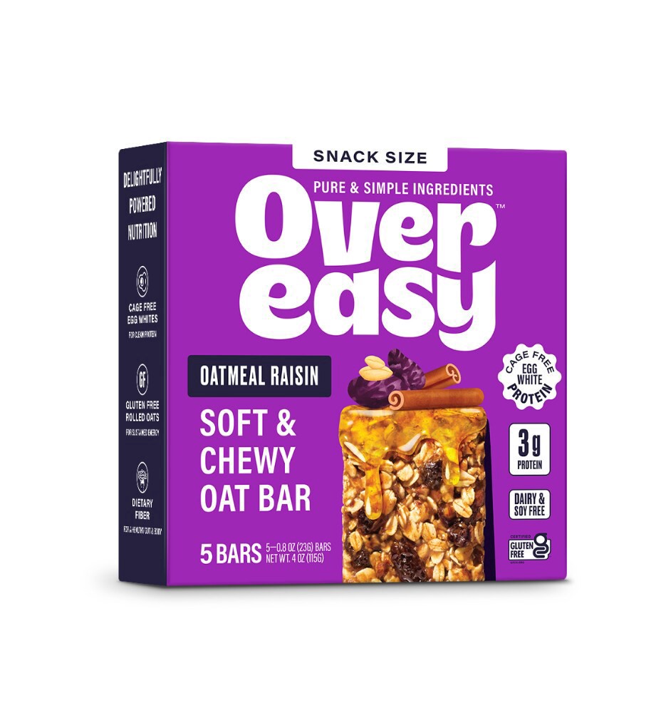 slide 4 of 5, Over Easy Oatmeal Raisin Soft & Chewy Oat Bar, 5 ct
