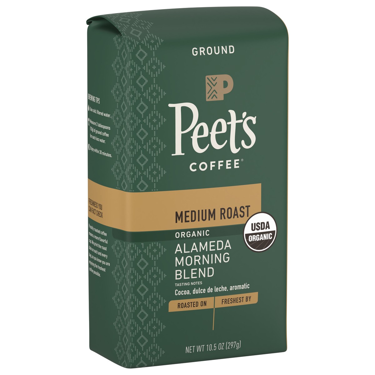 slide 7 of 9, Peet's Coffee, Alameda Morning Blend Organic Dark Roast Ground Coffee - 10.5oz Bag, 10.5 oz