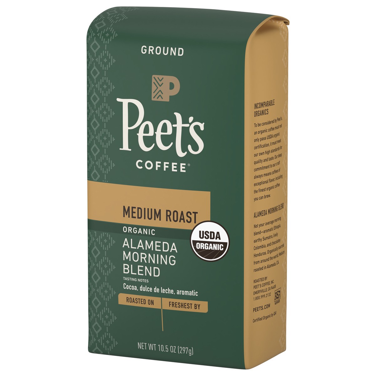 slide 9 of 9, Peet's Coffee, Alameda Morning Blend Organic Dark Roast Ground Coffee - 10.5oz Bag, 10.5 oz