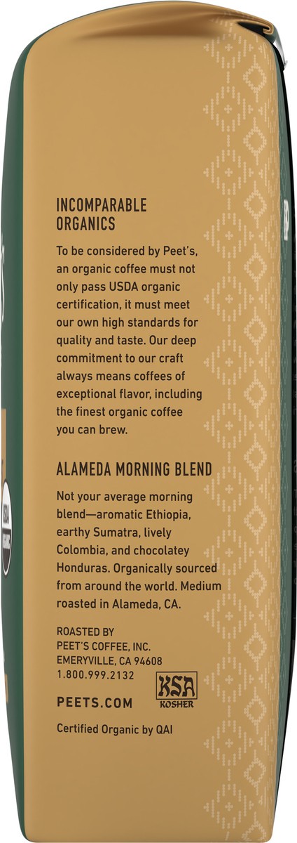 slide 8 of 9, Peet's Coffee, Alameda Morning Blend Organic Dark Roast Ground Coffee - 10.5oz Bag, 10.5 oz