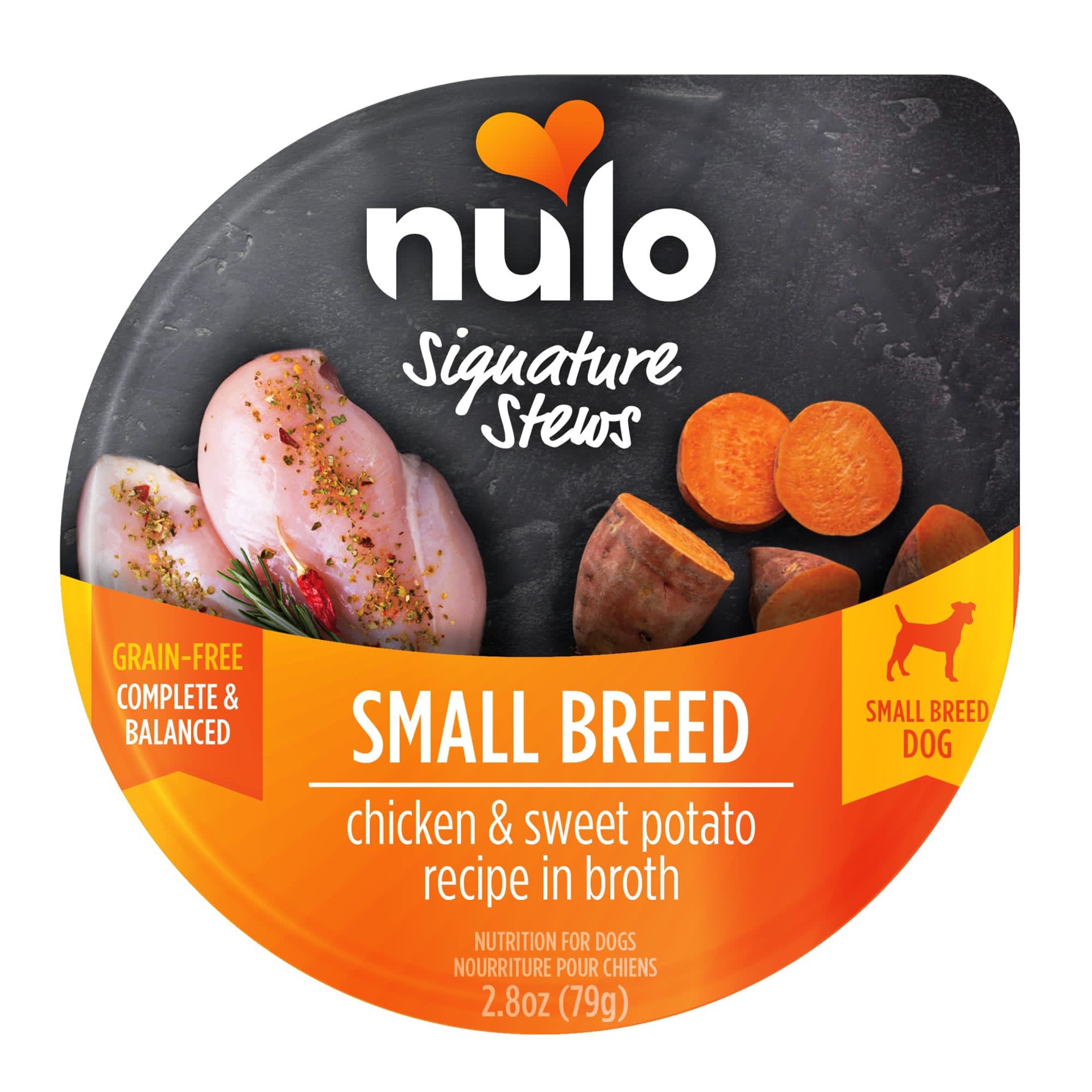 slide 1 of 1, Nulo Signature Stew Chicken & Sweet Potato in Broth Small Breed Wet Dog Food, 2.8 oz