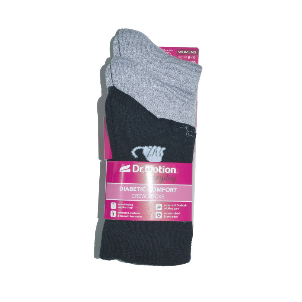 slide 1 of 3, Dr. Motion® Everyday Diabetic Comfort Crew Socks - Black Cat, 3 ct