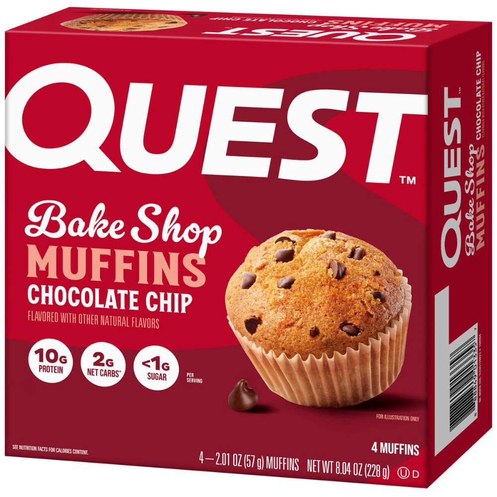 slide 2 of 3, Quest Bake Shop Chocolate Chip Muffins, 4 ct / 2.07 oz