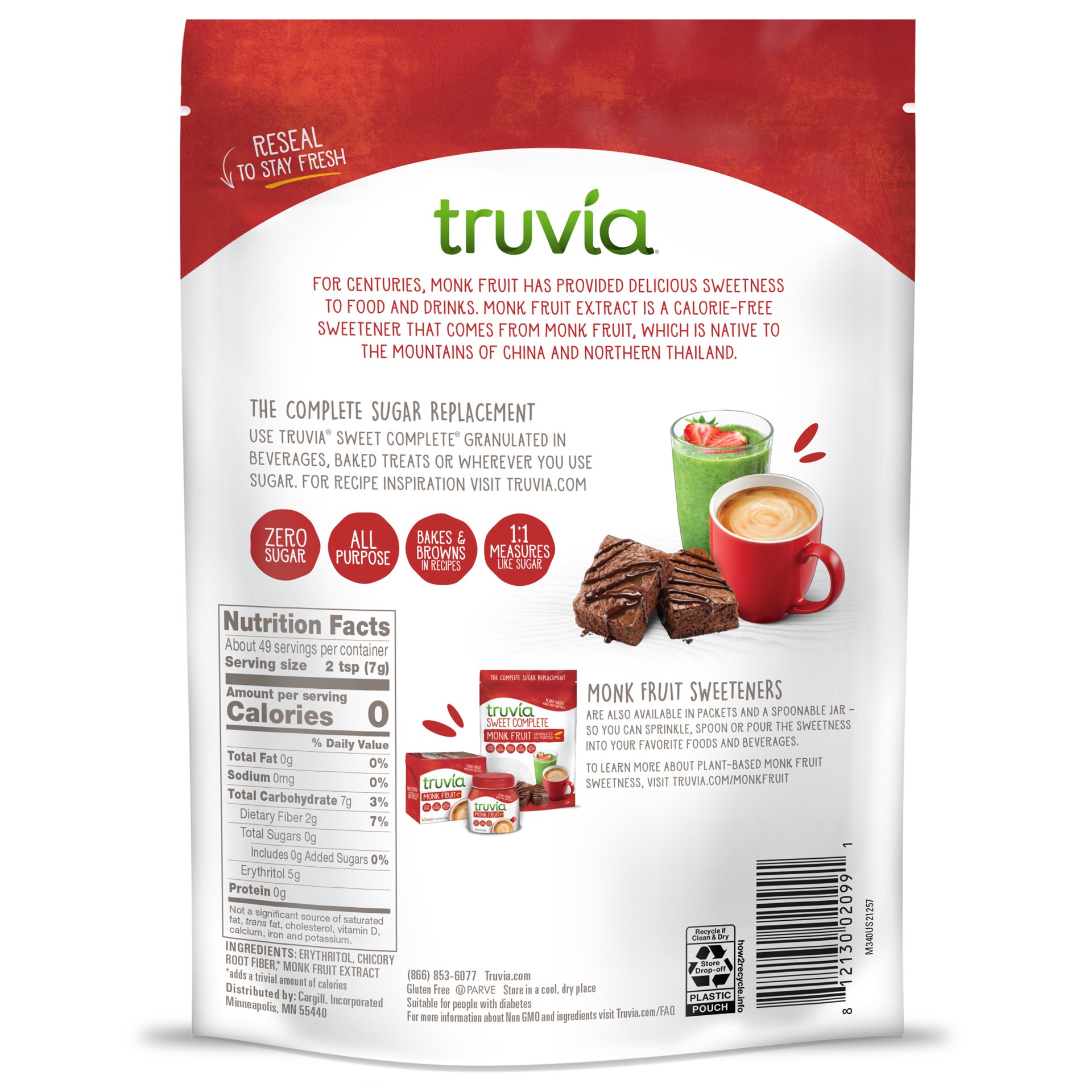 slide 5 of 6, Truvia Sweet Complete Granulated All-Purpose Sweetener from the Monk Fruit, 12 oz