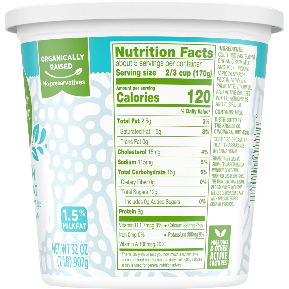slide 2 of 3, Simple Truth Organic Plain Lowfat Yogurt - 32 oz, 32 oz