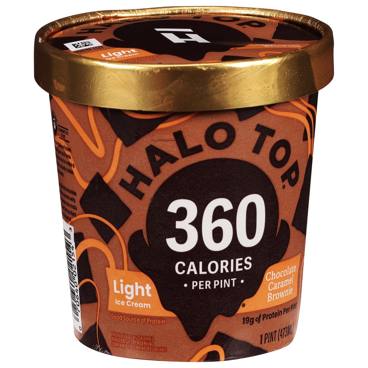 slide 3 of 9, Halo Top Chocolate Caramel Brownie Light Ice Cream, 16 fl oz Pint, 16 fl oz