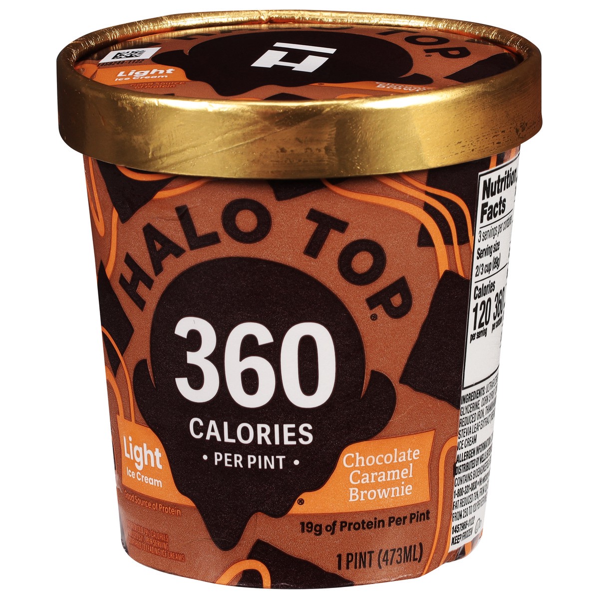 slide 6 of 9, Halo Top Chocolate Caramel Brownie Light Ice Cream, 16 fl oz Pint, 16 fl oz