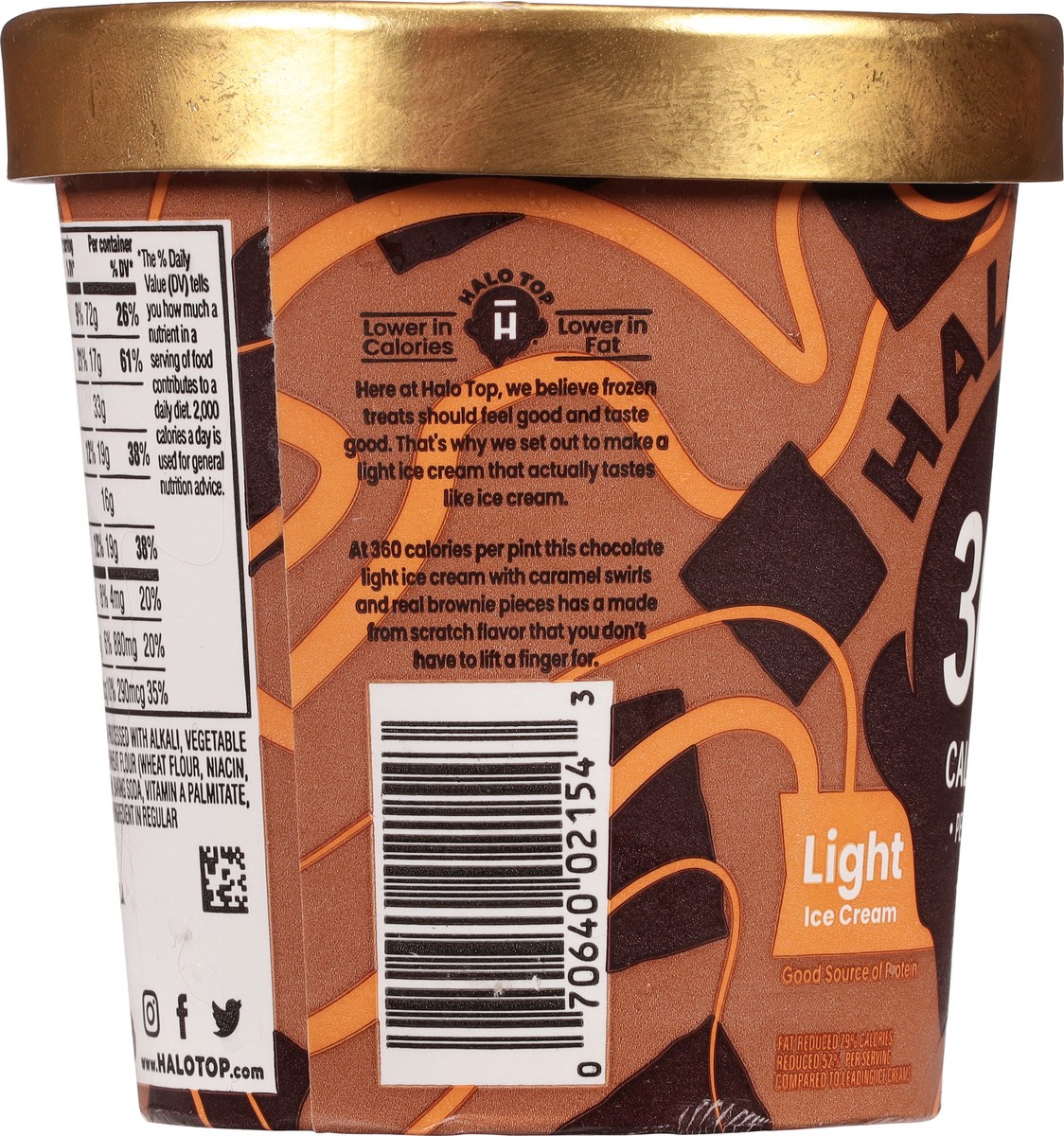 slide 8 of 9, Halo Top Chocolate Caramel Brownie Light Ice Cream, 16 fl oz Pint, 16 fl oz