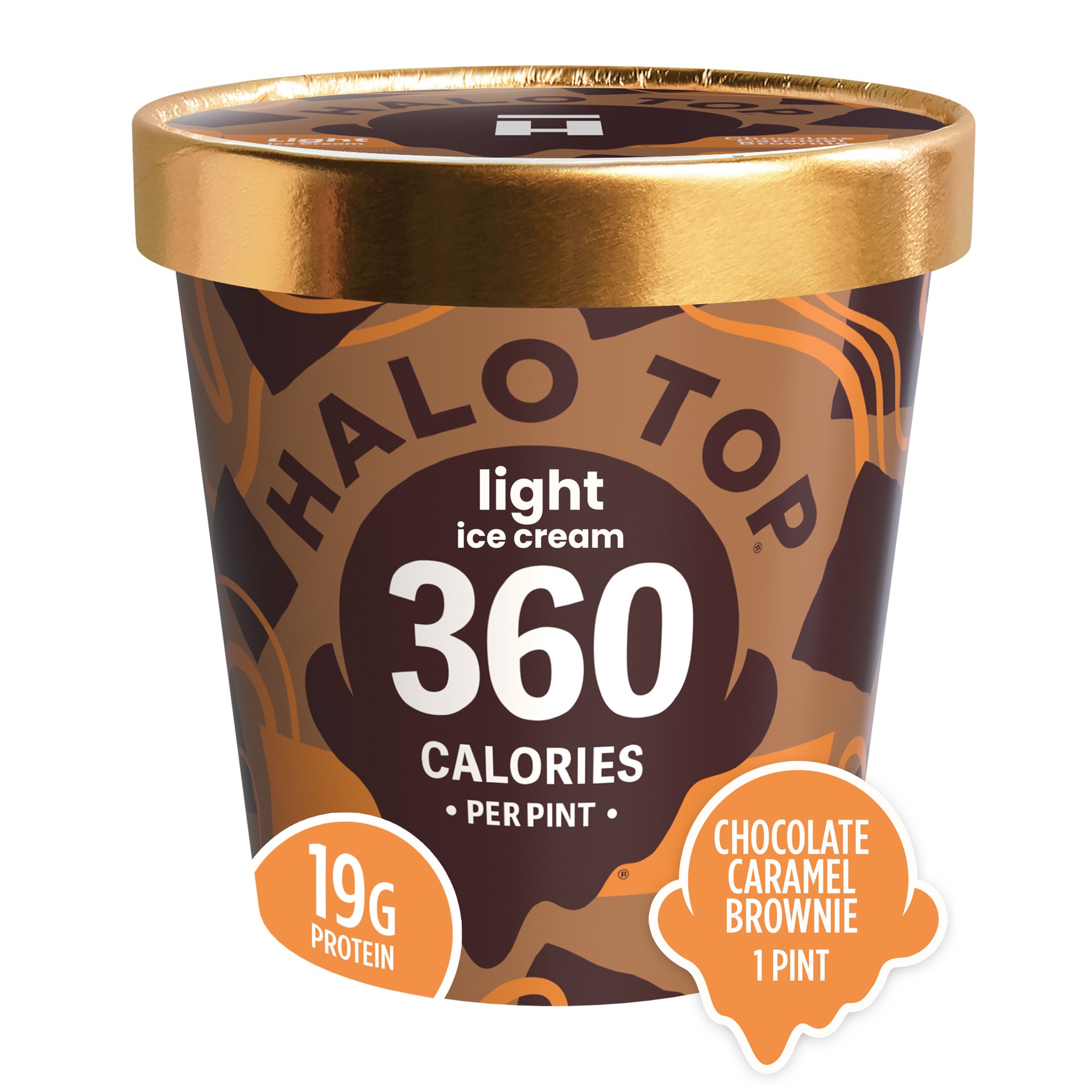 slide 1 of 9, Halo Top Chocolate Caramel Brownie Light Ice Cream, 16 fl oz Pint, 16 fl oz