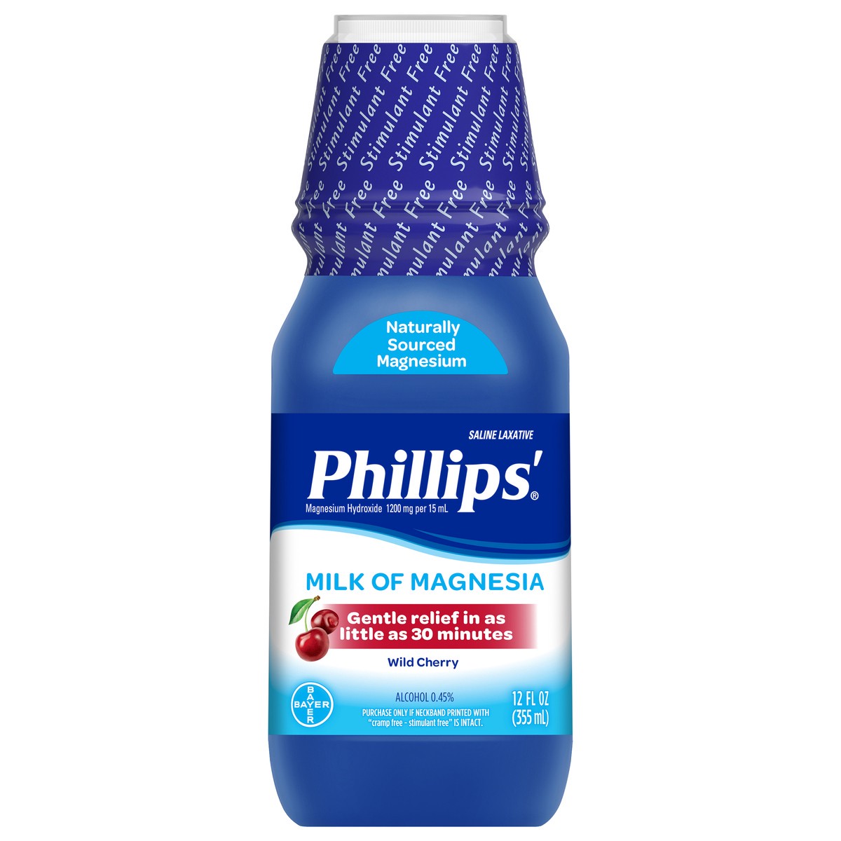 slide 2 of 9, Phillips' Milk Of Magnesia Wild Cherry Saline Laxative 12 oz Bottle, 12 oz