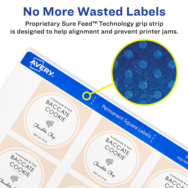 slide 6 of 9, Avery Print-To-The-Edge Easy Peel Labels With TrueBlock, 1-1/2 x 1-1/2, White, 600 ct