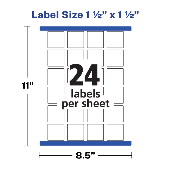 slide 4 of 9, Avery Print-To-The-Edge Easy Peel Labels With TrueBlock, 1-1/2 x 1-1/2, White, 600 ct