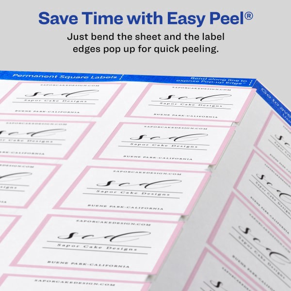 slide 2 of 9, Avery Print-To-The-Edge Easy Peel Labels With TrueBlock, 1-1/2 x 1-1/2, White, 600 ct