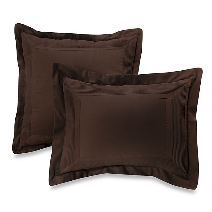 slide 1 of 1, Ampersand Pintuck Standard Sham - Chocolate, 1 ct