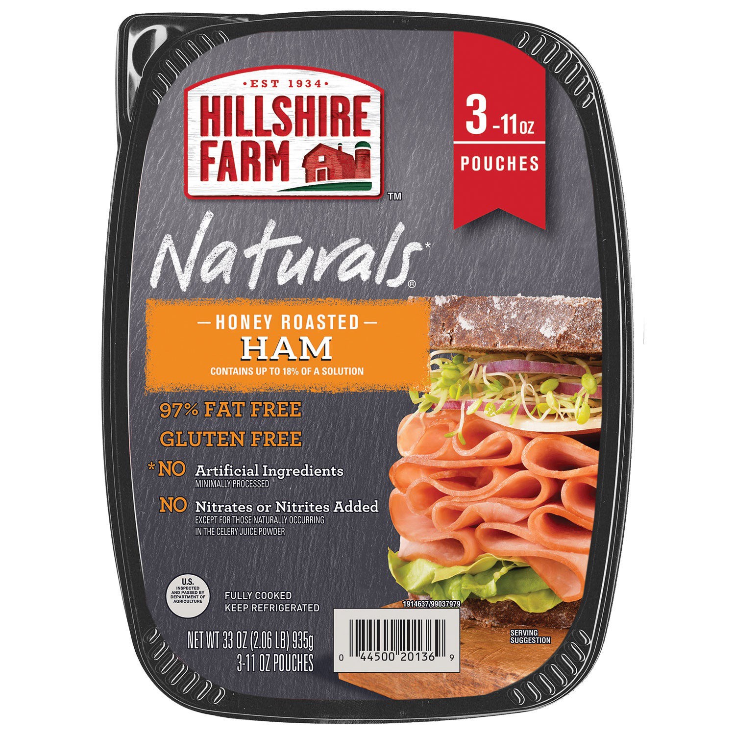 slide 1 of 1, Hillshire Farm Naturals Honey Roasted Ham, 11 oz, 3 count, 