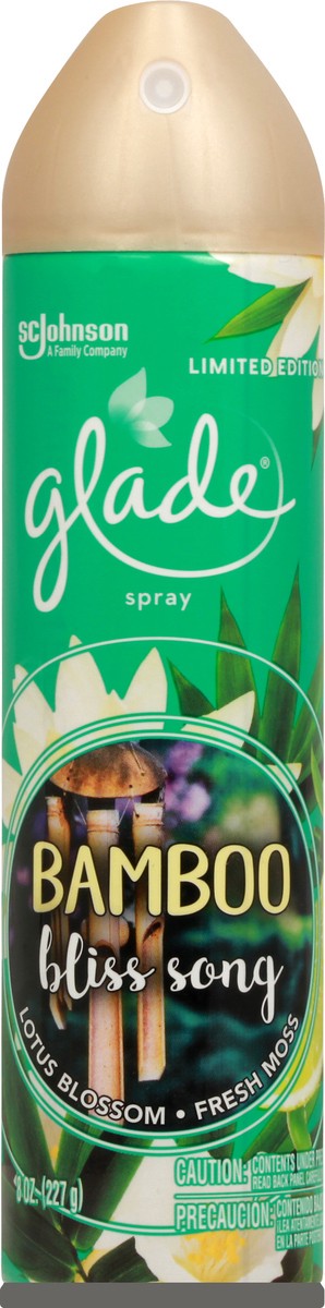 slide 1 of 9, Glade Bamboo Bliss Song Spray 8 oz, 8 oz