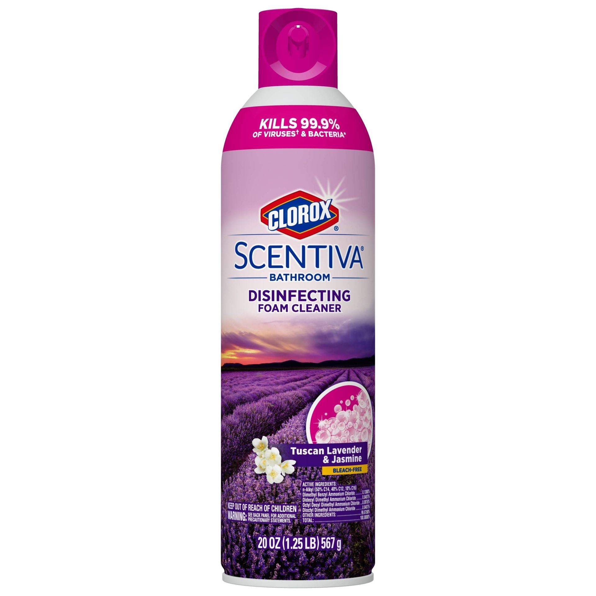 slide 1 of 4, Clorox Scentiva Lavender Bathroom Aerosol Foaming Cleaner, 20 oz