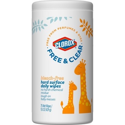 slide 1 of 5, Clorox Free & Clear Bleach Free Hard Surface Daily Wipes, 75 ct