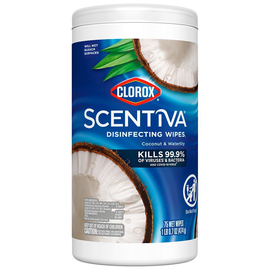 slide 2 of 5, Clorox Scentiva Disinfecting Wipes Pacific Breeze & Coconut Scent 75 Count, 75 ct