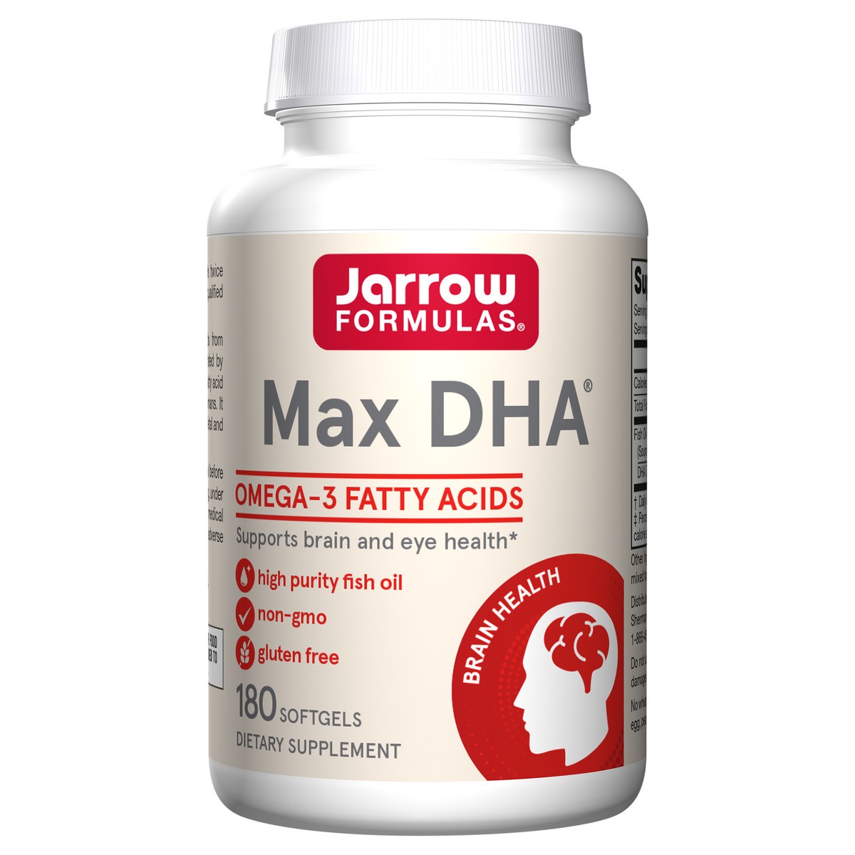 slide 2 of 4, Jarrow Formulas MaxDHA - 180 Softgels - High Purity Fish Oil - Supplement Supports Brain & Eye Health - Concentrated in Omega-3 Fatty Acids & Enriched in DHA - 90 Servings, 180 ct