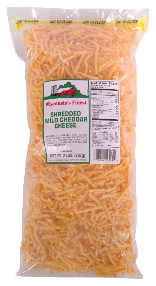 slide 1 of 1, Wisconsin's Finest Shredded Mild Cheddar Cheese, 2 lb