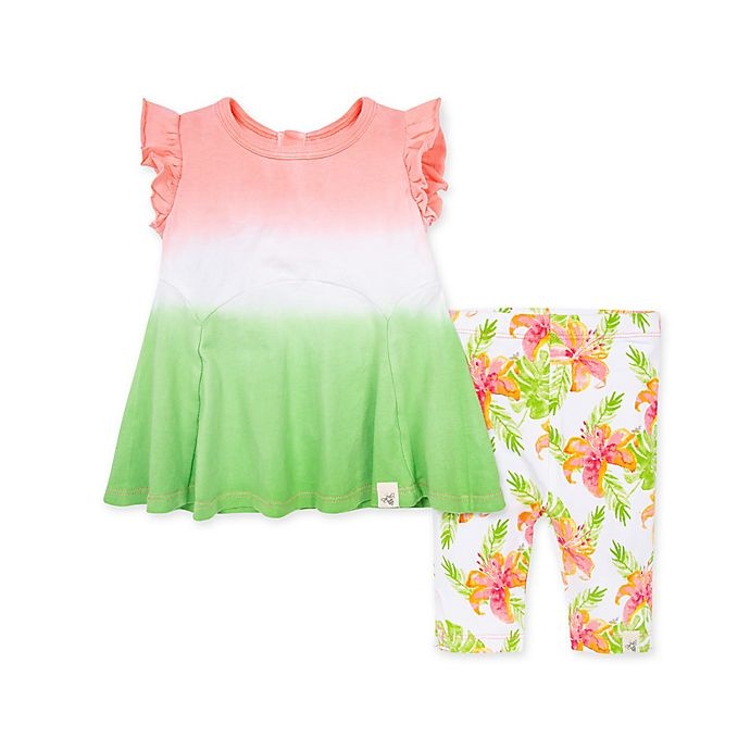 slide 1 of 3, Burt's Bees Baby Dip Dyed Tunic & Lily Oasis Capri Legging Set, 1 ct