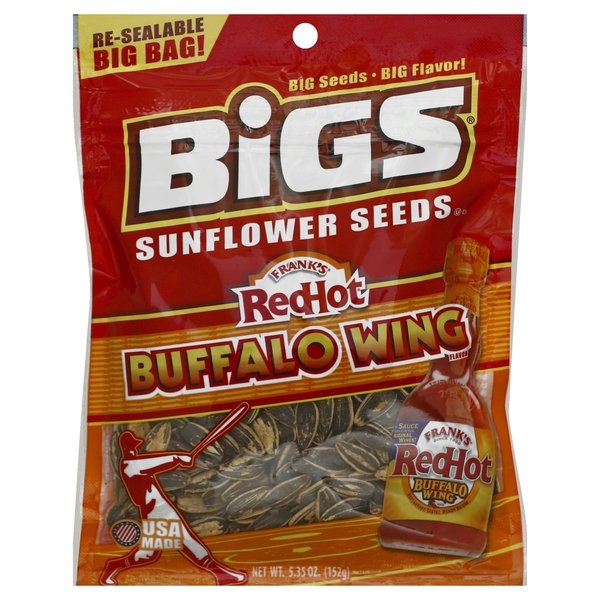 slide 1 of 1, BIGS Sunflower Seeds, Frank's Redhot Buffalo Wing Flavor, Big Bag, 5.3 oz