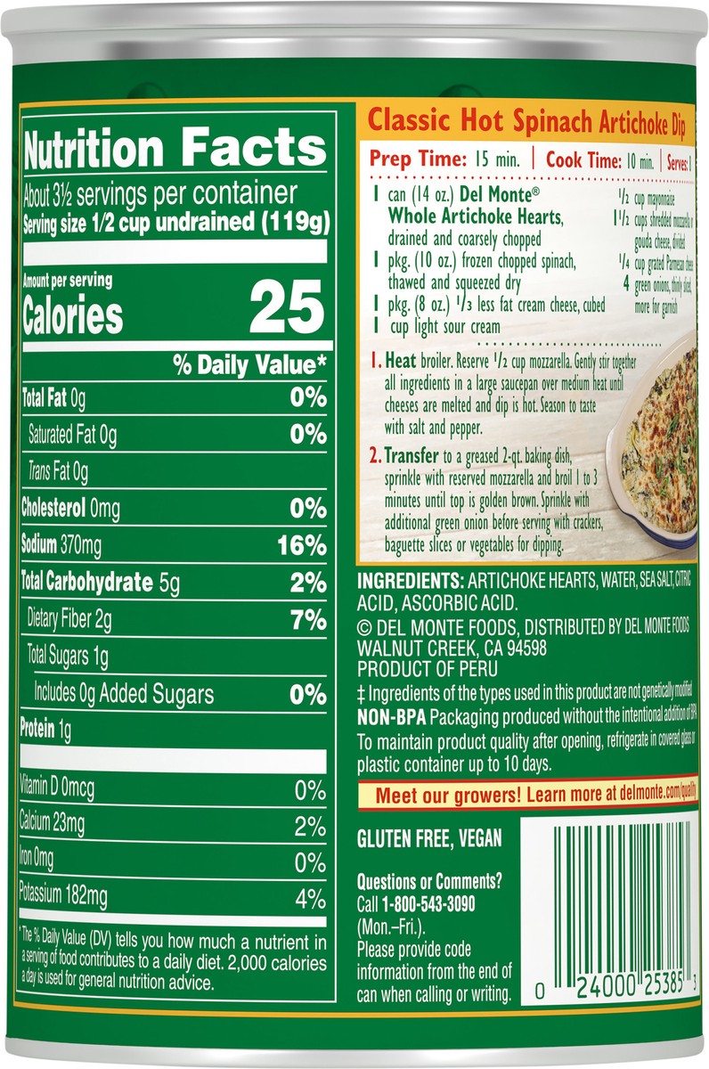 slide 2 of 7, Del Monte Whole Artichoke Hearts, 14 oz