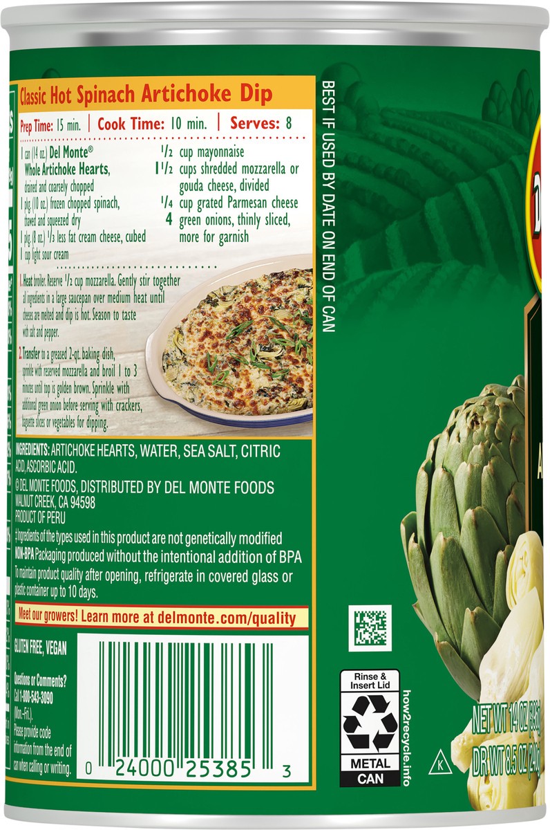slide 7 of 7, Del Monte Whole Artichoke Hearts, 14 oz