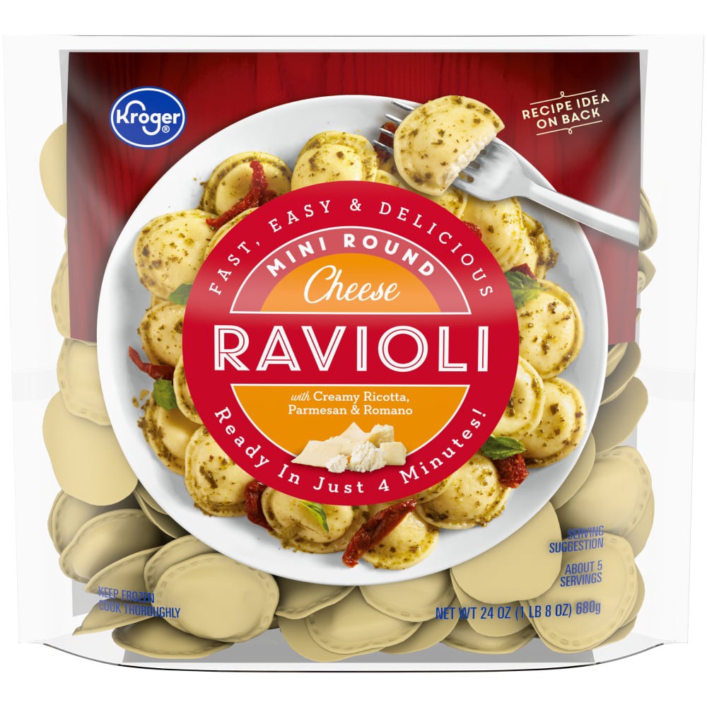 slide 1 of 3, Kroger Mini Round Cheese Ravioli, 24 oz