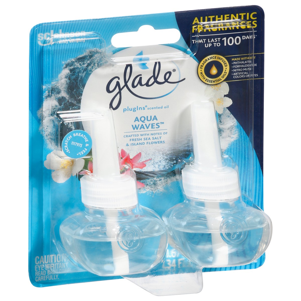 slide 2 of 9, Glade PlugIns Scented Oil Diffuser, Aqua Waves, 2 Refills, 1.34 oz, 2 ct