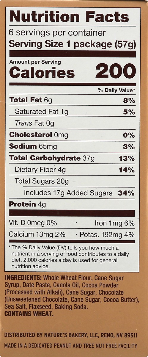 slide 3 of 13, Nature's Bakery 6 Twin Packs Double Chocolate Brownie 6 ea, 6 ct; 2 oz