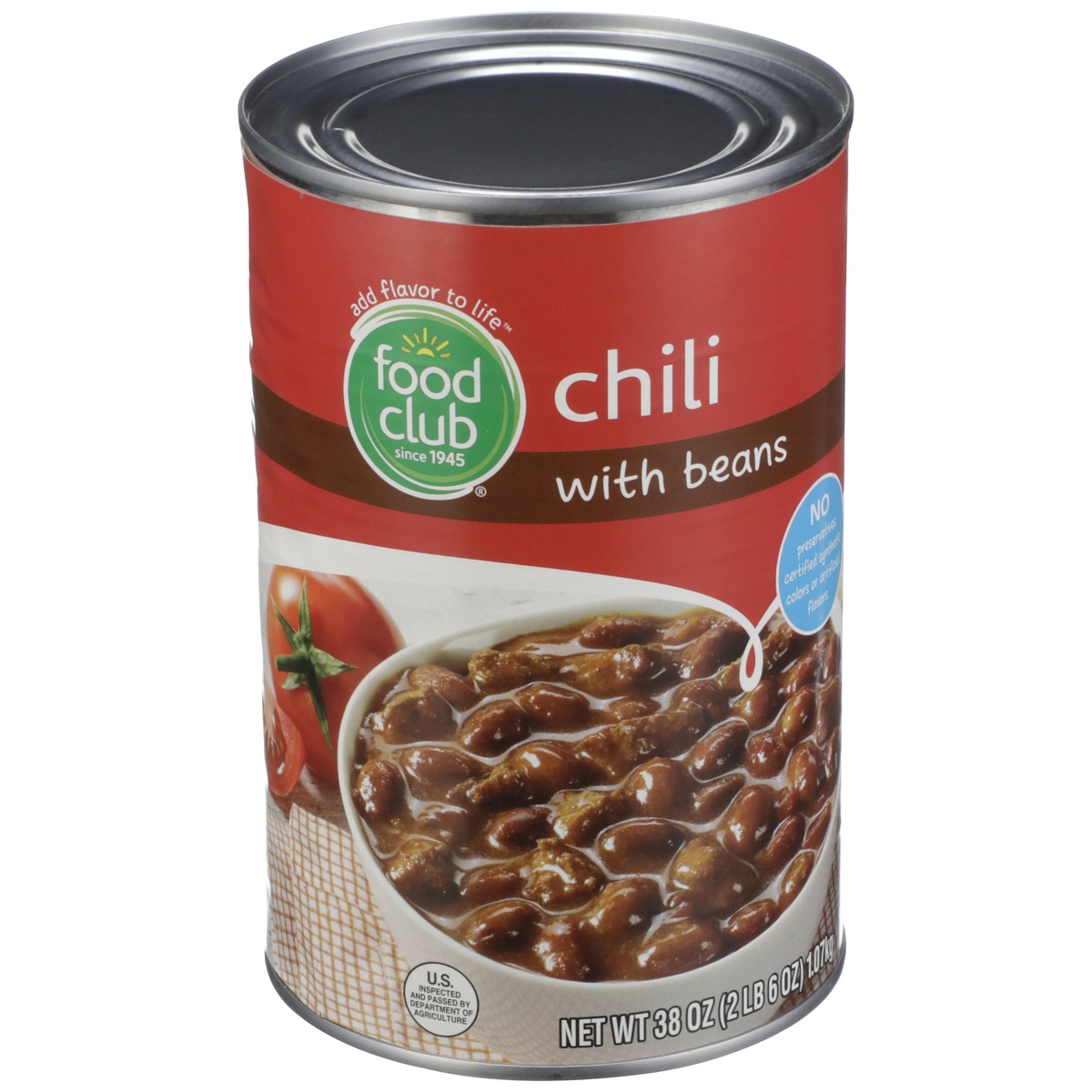 slide 2 of 10, Food Club Chili With Beans, 38 oz