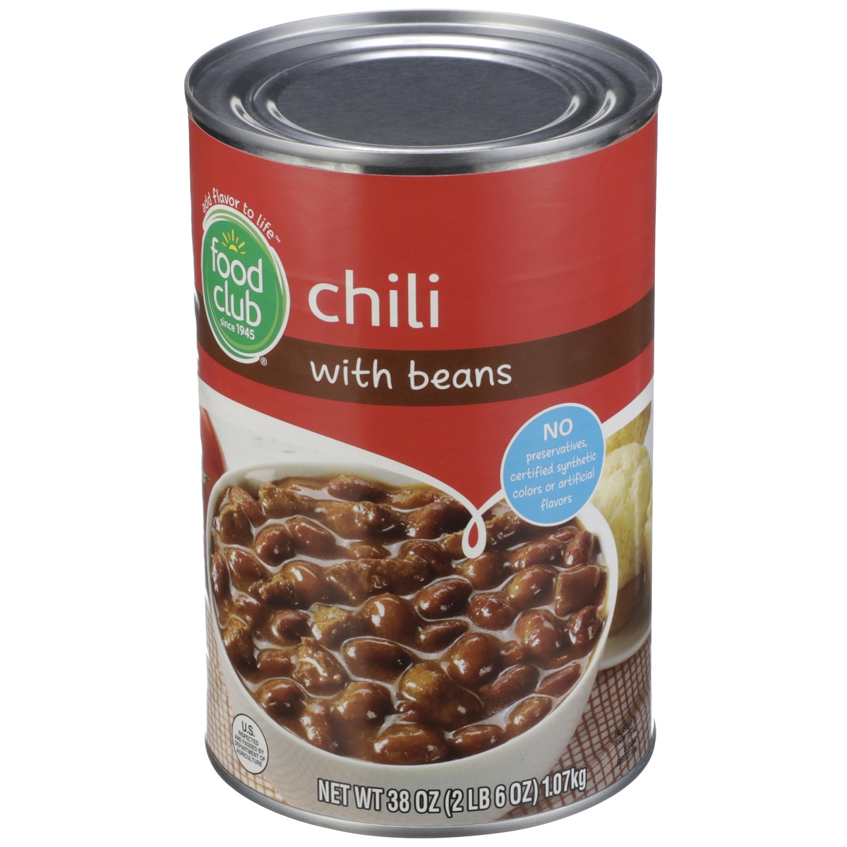 slide 3 of 10, Food Club Chili With Beans, 38 oz