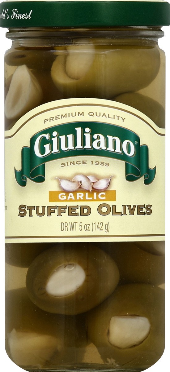 slide 2 of 2, Giuliano Garlic Stuffed Olives, 5 oz