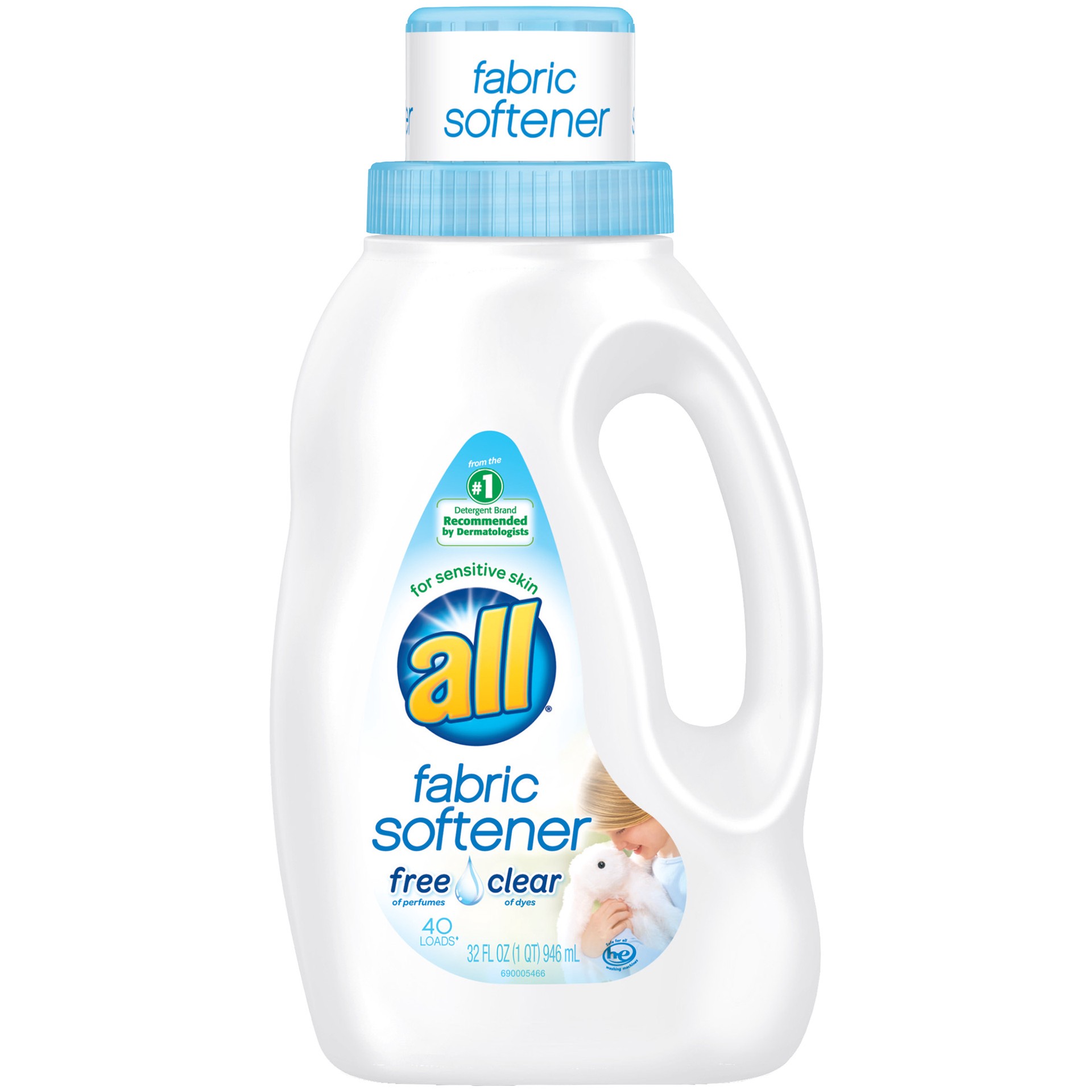 slide 1 of 2, All Fabric Softener Free Clear, 1 ct