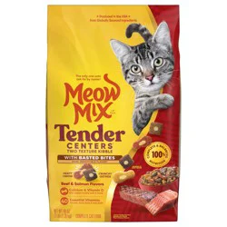 Meow Mix Tender Centers Dry Cat Food with Basted Bites, Beef & Salmon Flavors, 3 lb Bag