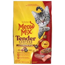 Meow Mix Tender Centers Dry Cat Food with Basted Bites, Beef & Salmon Flavors, 3 lb Bag