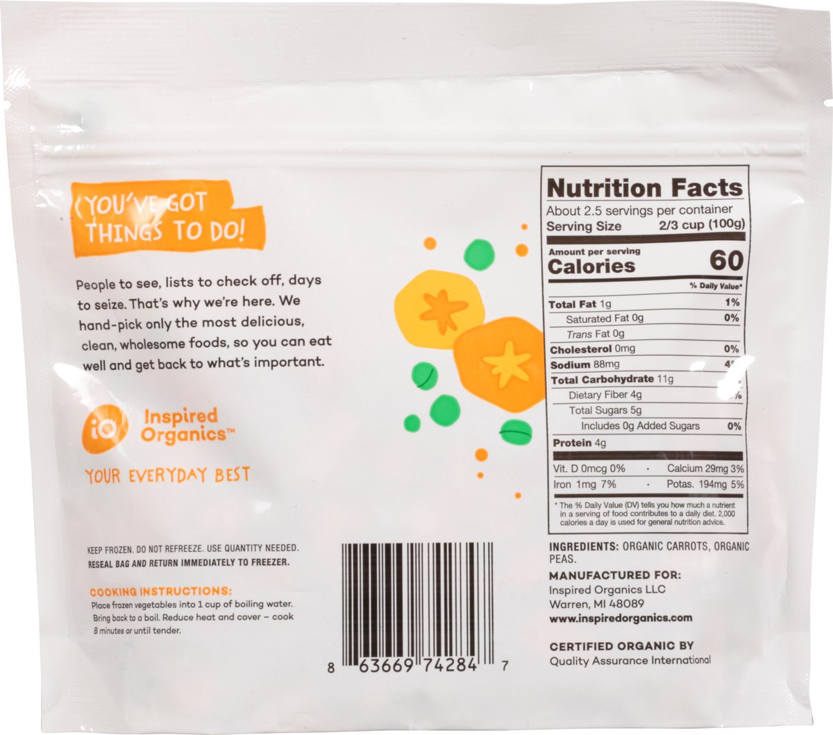 slide 4 of 9, Inspired Organics Inspired Organic Peas & Carrots, 10 oz