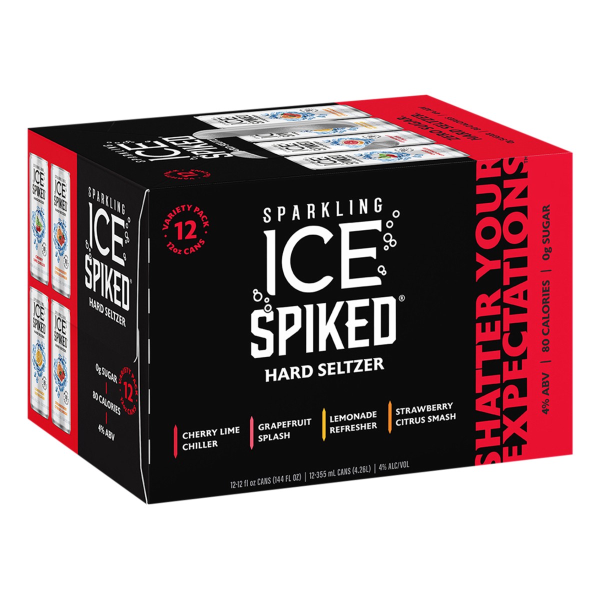 slide 2 of 7, Sparkling Ice Spiked Variety Pack Hard Seltzer 12 - 12 fl oz Cans, 12 ct