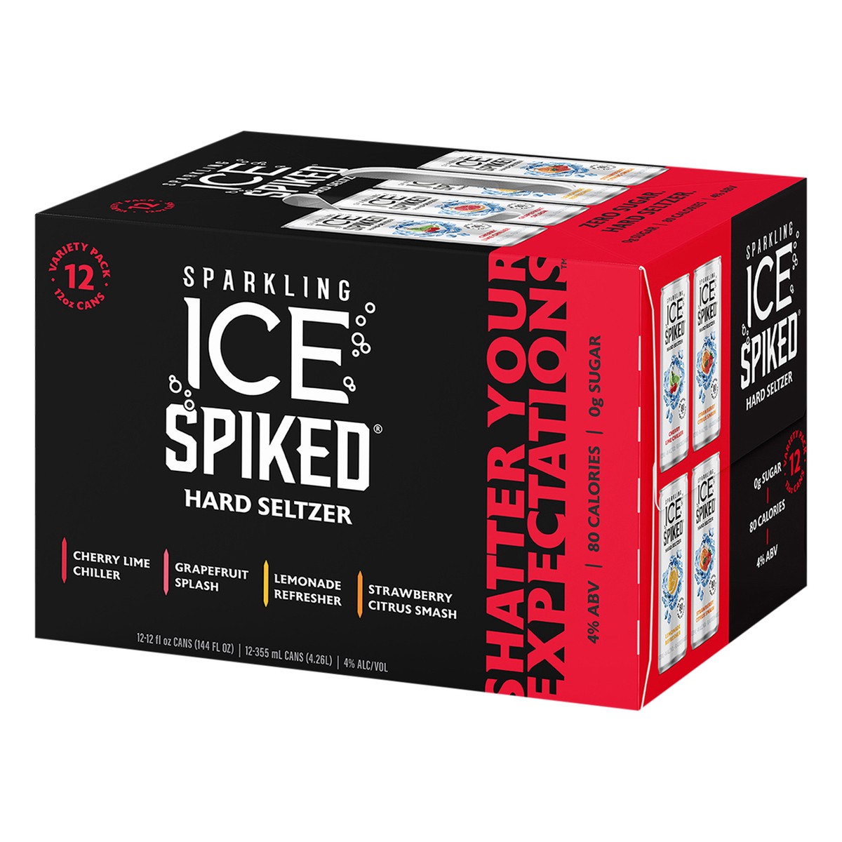 slide 5 of 7, Sparkling Ice Spiked Variety Pack Hard Seltzer 12 - 12 fl oz Cans, 12 ct