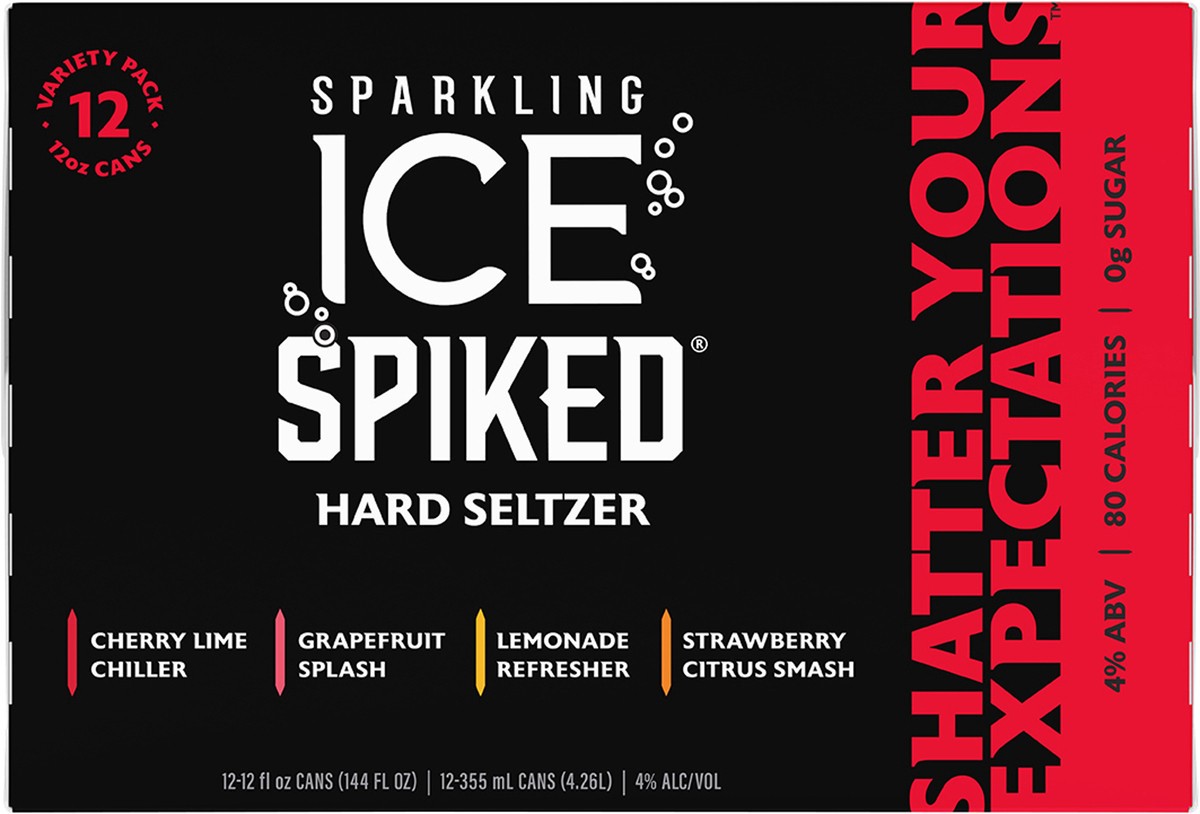 slide 4 of 7, Sparkling Ice Spiked Variety Pack Hard Seltzer 12 - 12 fl oz Cans, 12 ct