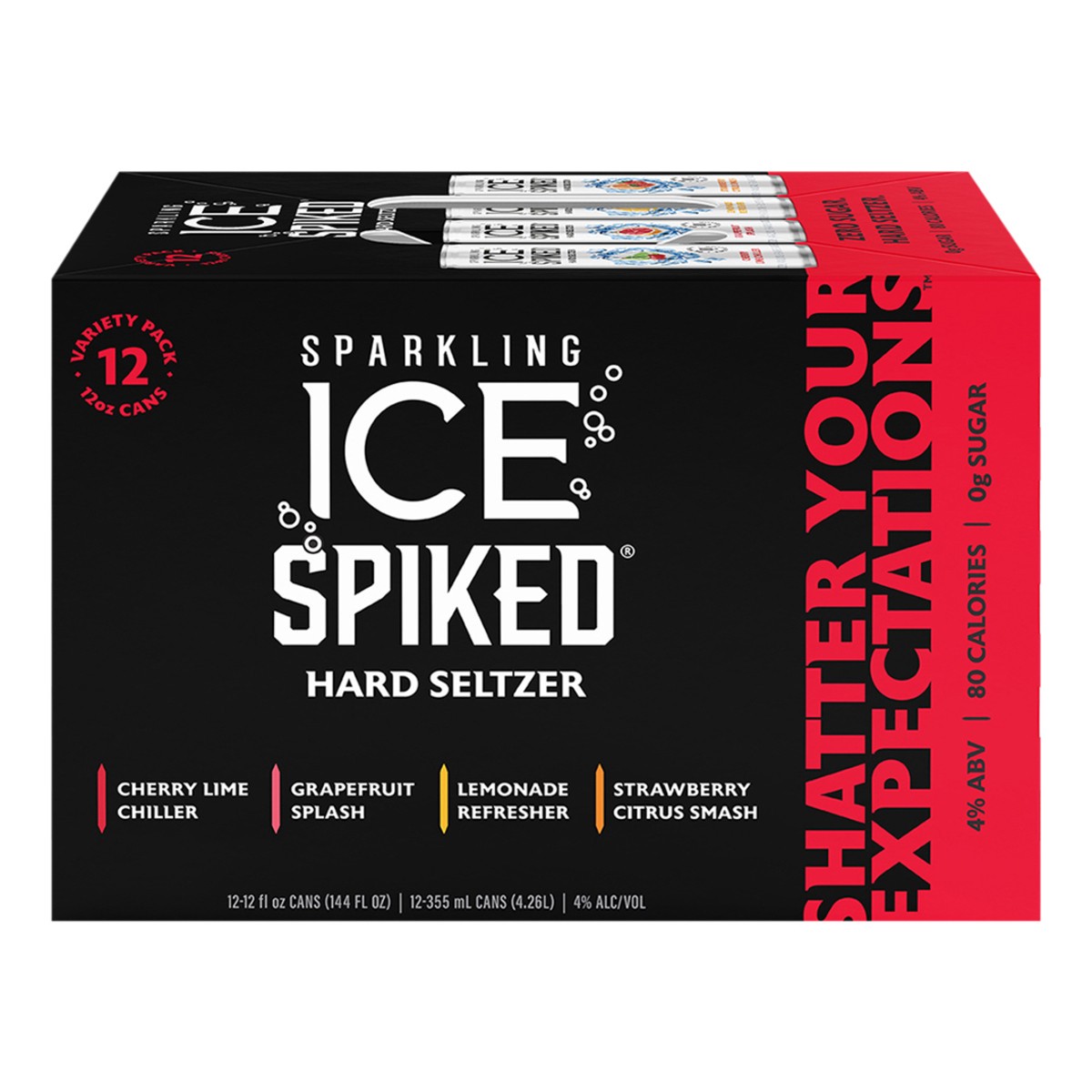 slide 1 of 7, Sparkling Ice Spiked Variety Pack Hard Seltzer 12 - 12 fl oz Cans, 12 ct